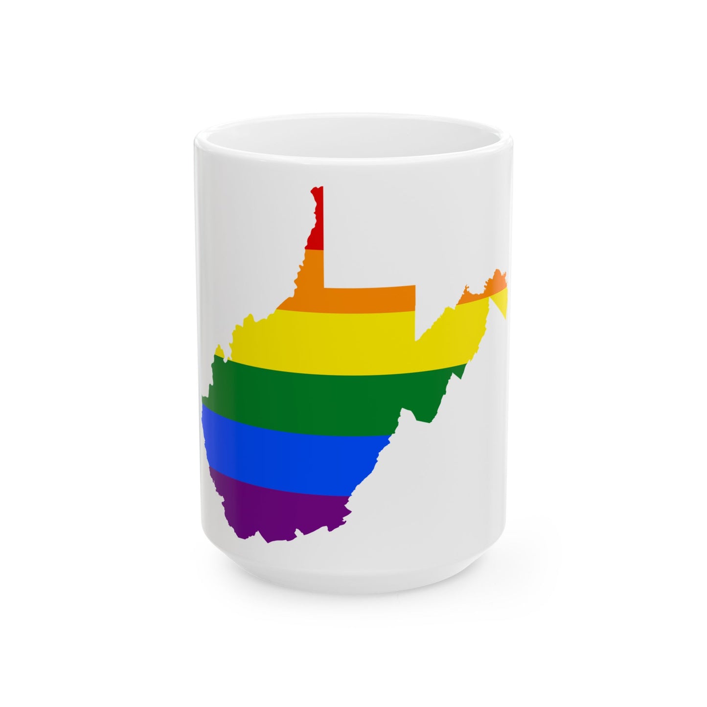 LGBT flag map of West Virginia (United States) White Coffee Mug-15oz-Go Mug Yourself