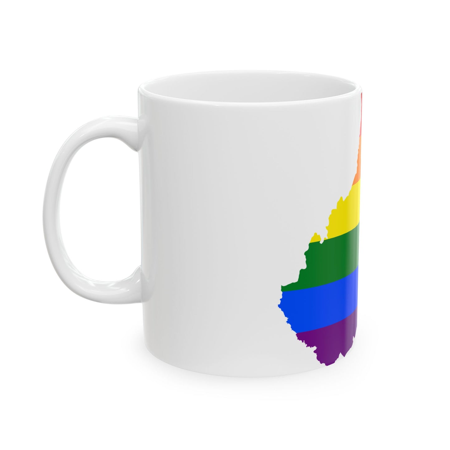 LGBT flag map of West Virginia (United States) White Coffee Mug-Go Mug Yourself