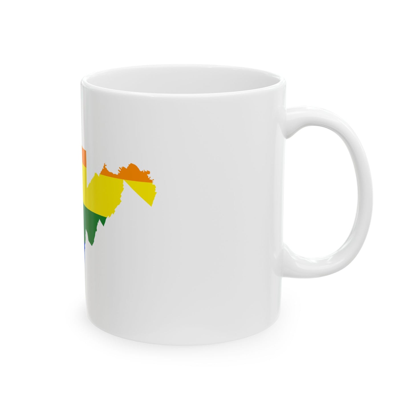 LGBT flag map of West Virginia (United States) White Coffee Mug-Go Mug Yourself