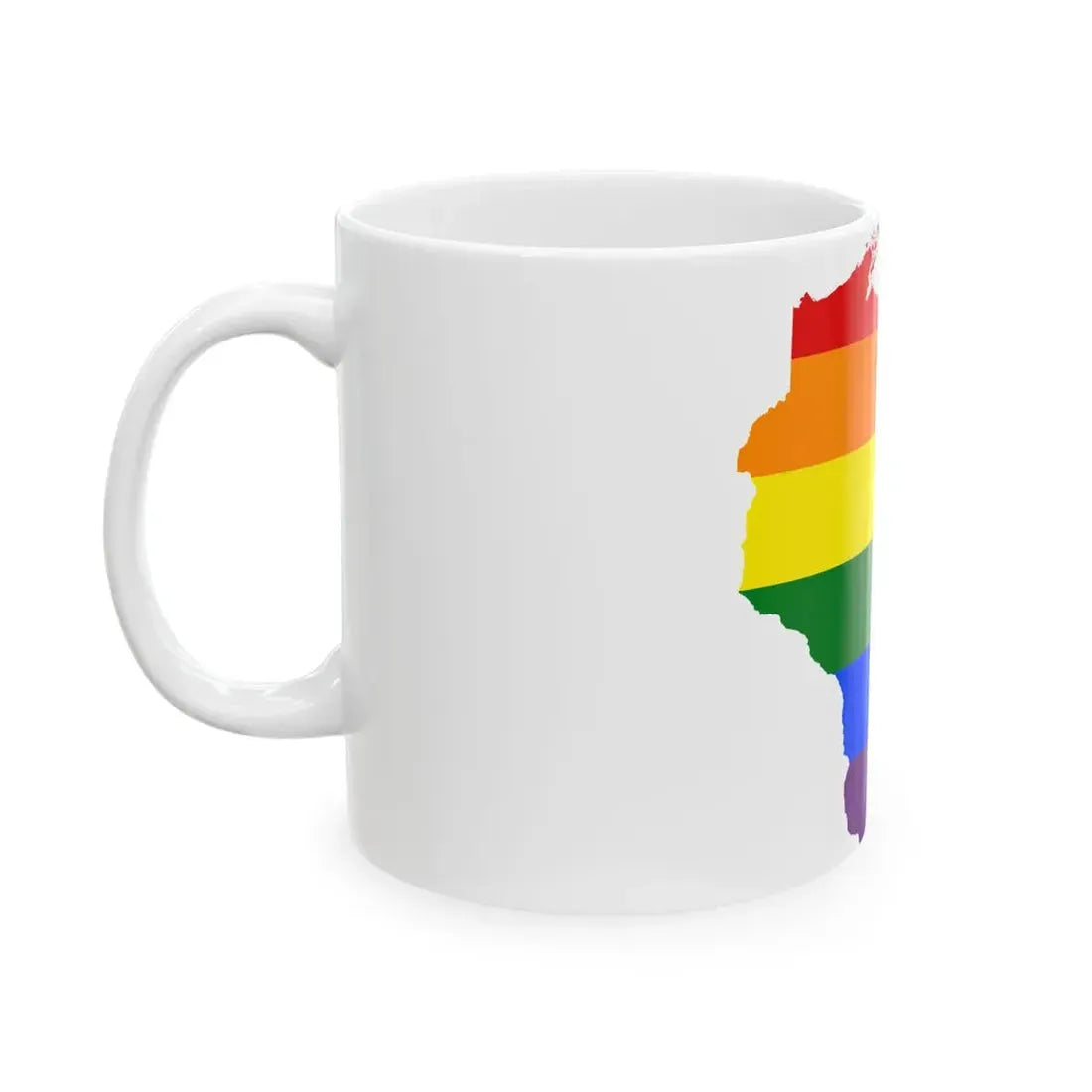 LGBT flag map of Wisconsin (United States) White Coffee Mug - Go Mug Yourself