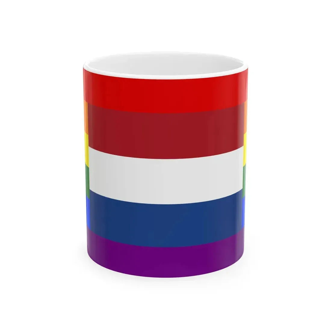 LGBT flag of the Netherlands 2 (Netherlands) White Coffee Mug 11oz - Go Mug Yourself