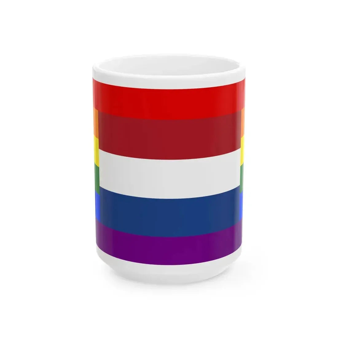 LGBT flag of the Netherlands 2 (Netherlands) White Coffee Mug 15oz - Go Mug Yourself