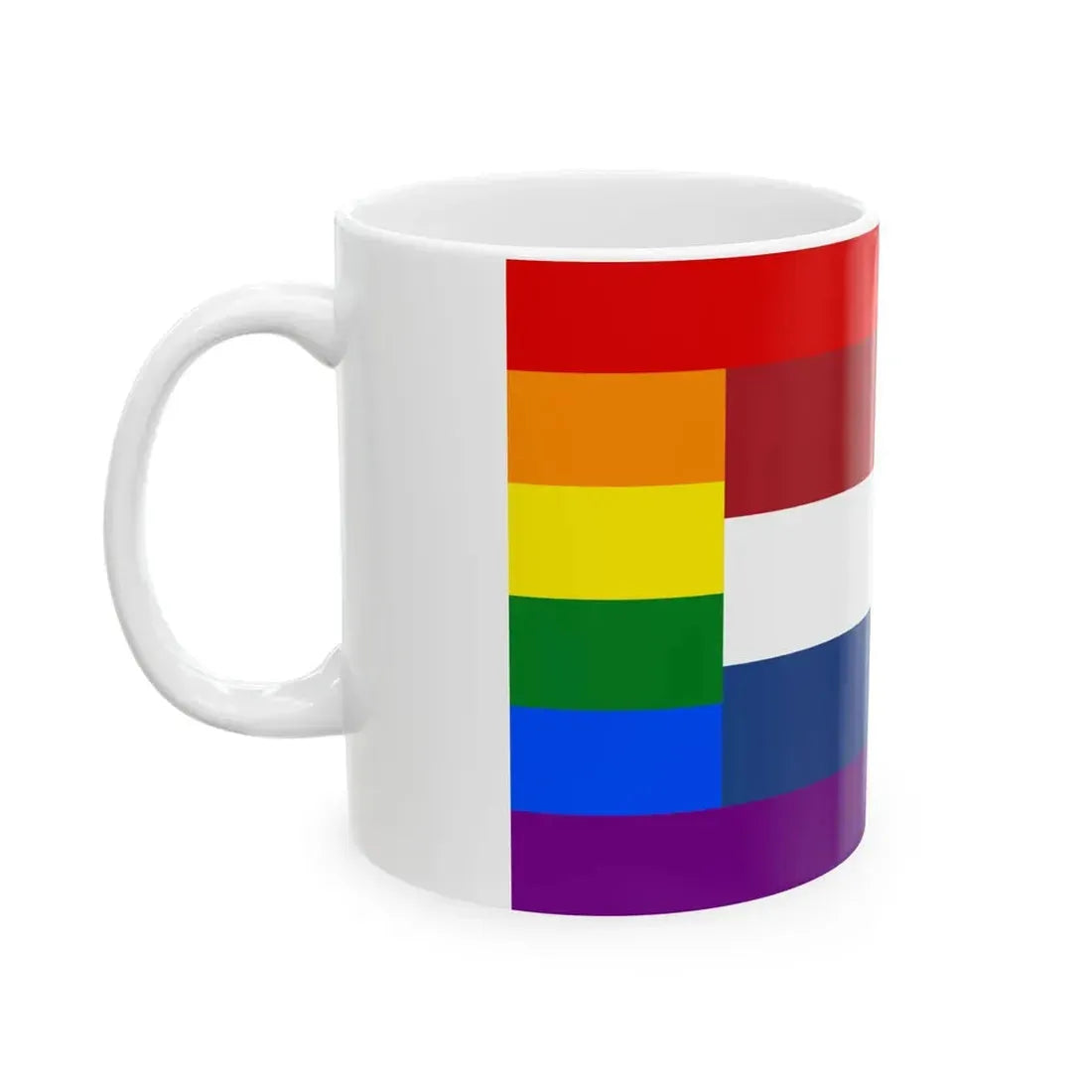LGBT flag of the Netherlands 2 (Netherlands) White Coffee Mug - Go Mug Yourself