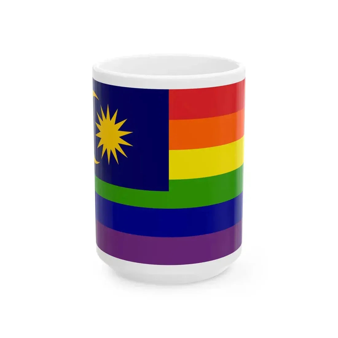 LGBT Pride Flag of Malaysia (Malaysia) White Coffee Mug 15oz - Go Mug Yourself