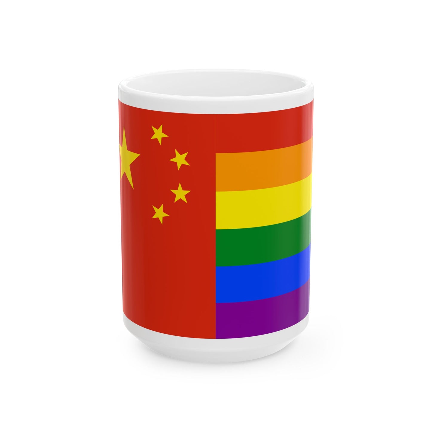 LGBT rainbow flag of the Peoples Republic of China (China) White Coffee Mug-15oz-Go Mug Yourself