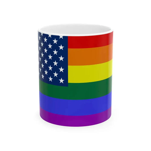 LGBT USA flag cropped (United States) White Coffee Mug 11oz - Go Mug Yourself