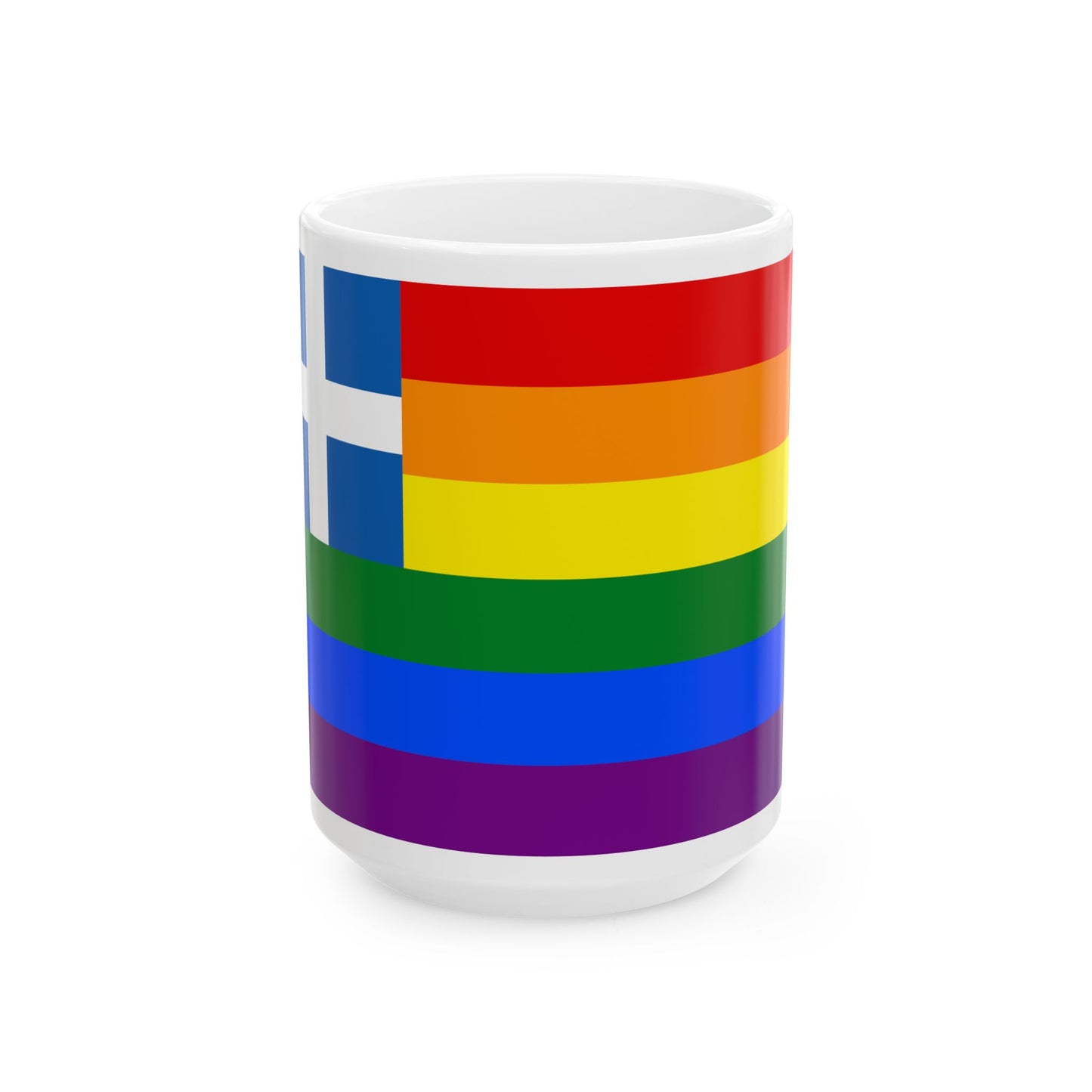 LGBTQ Greek Pride Flag (Greece) White Coffee Mug-15oz-Go Mug Yourself