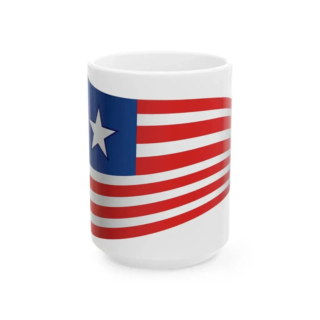 Liberia Flag - iconic waving (Liberia) White Coffee Mug 15oz - Go Mug Yourself