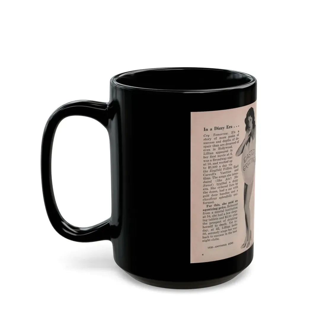 Lillian Roth #40 - People Pocket Mag. 6-16-54 - 2 B&W Photos & Article Continued (Vintage Female Icon) Black Coffee Mug - Go Mug Yourself