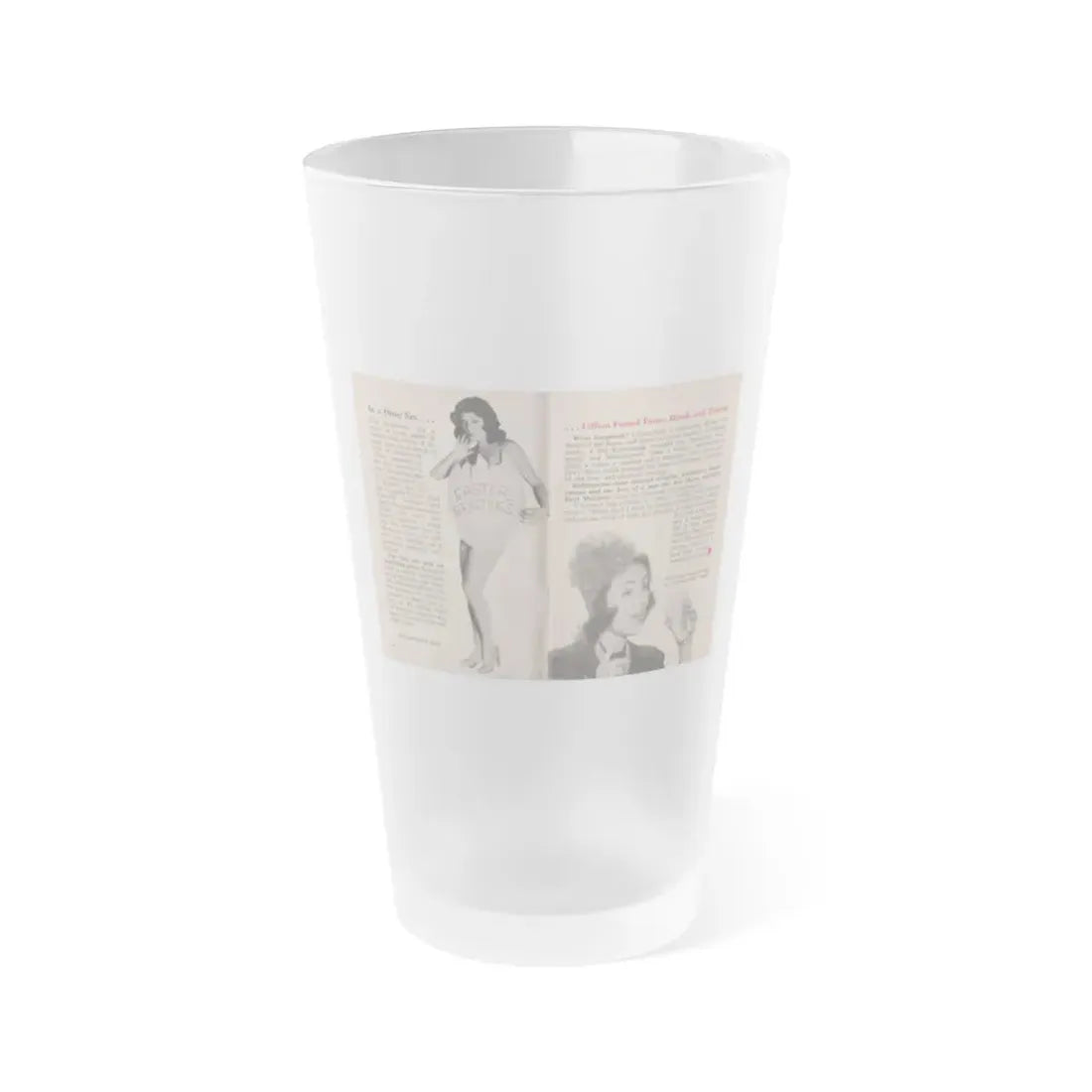 Lillian Roth #40 - People Pocket Mag. 6-16-54 - 2 B&W Photos & Article Continued (Vintage Female Icon) Frosted Pint Glass 16oz 16oz Frosted - Go Mug Yourself