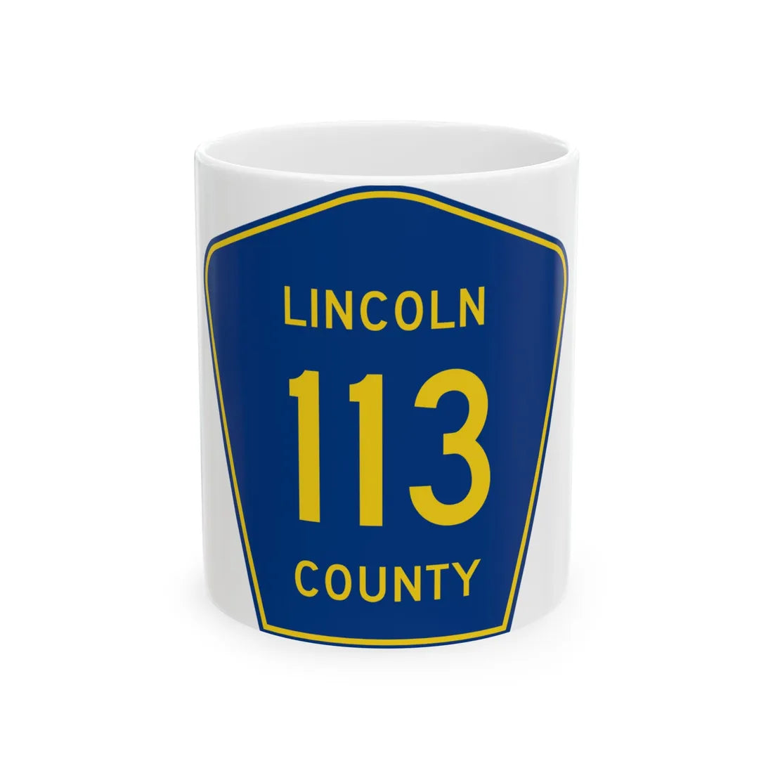 Lincoln County 113 (South Dakota) (Road Sign) White Coffee Mug 11oz - Go Mug Yourself