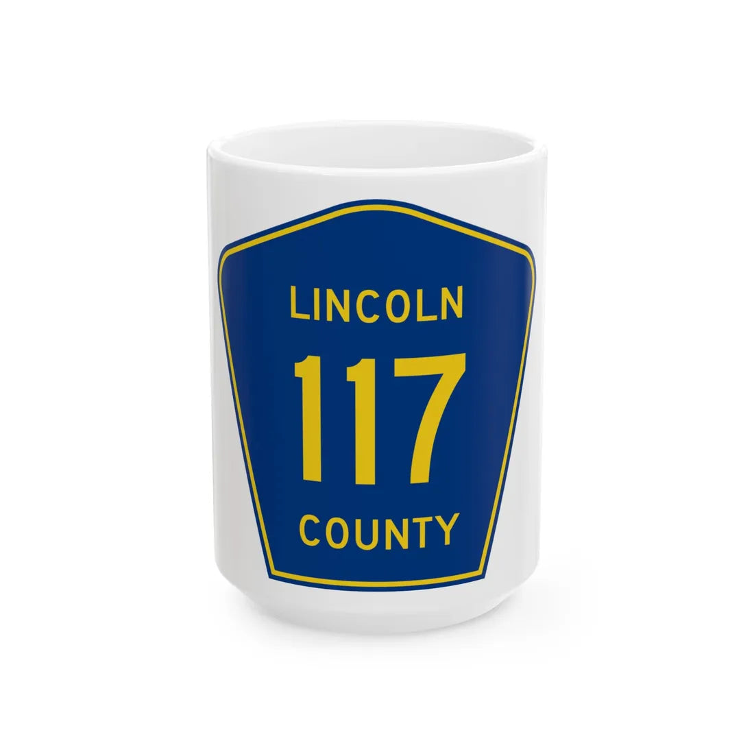 Lincoln County 117 (South Dakota) (Road Sign) White Coffee Mug 15oz - Go Mug Yourself