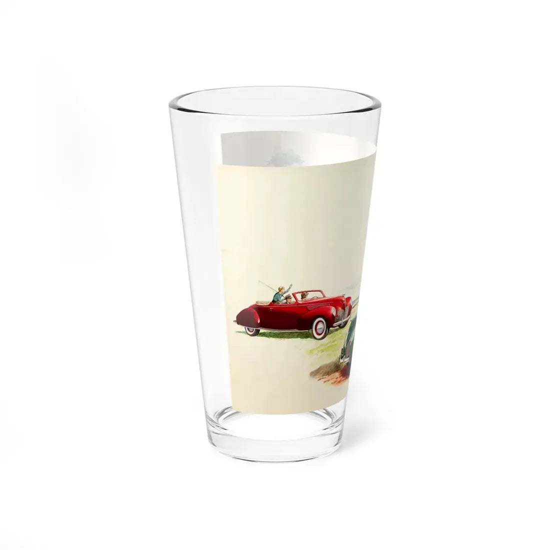 Lincoln Motors 1938 Zephyr V-12 Four Door Sedan ad illustration, c. 1938 - Pint Glass 16oz - Go Mug Yourself