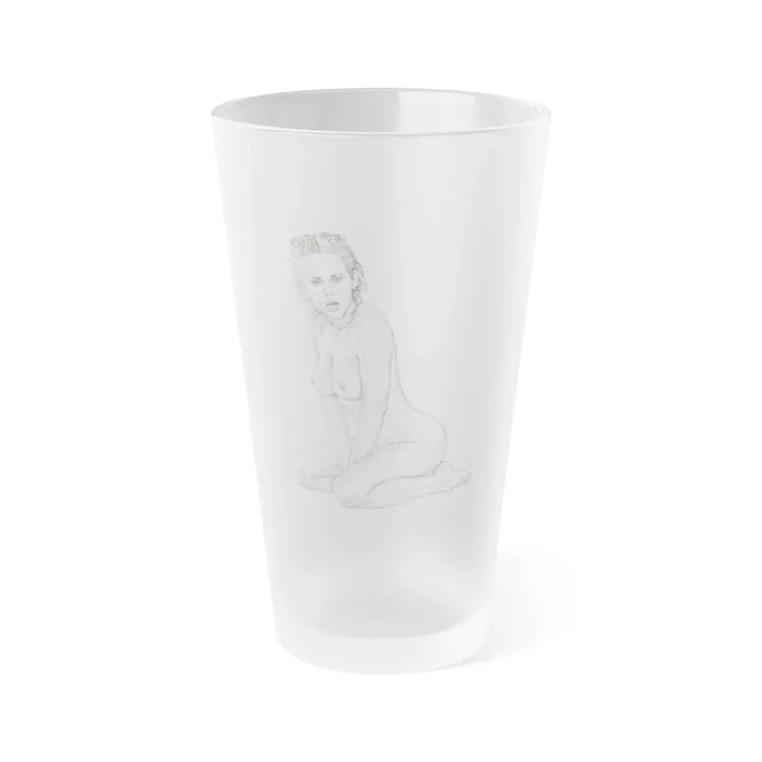 Linda Blair #169 - Nude Pencil Drawing (Vintage Female Icon) Frosted Pint Glass 16oz 16oz Frosted - Go Mug Yourself