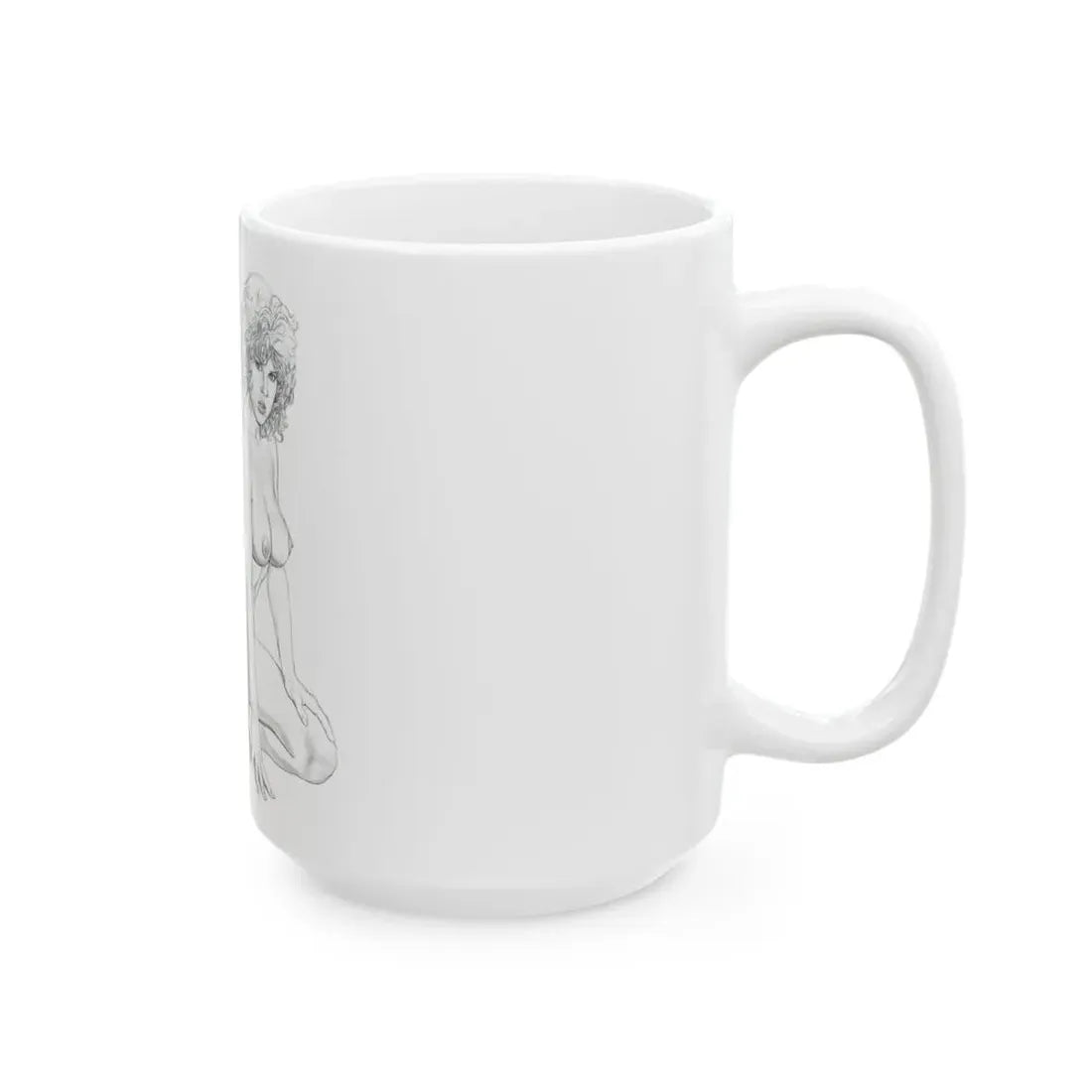 Linda Blair #171 - Nude Pencil Drawing (Vintage Female Icon) White Coffee Mug - Go Mug Yourself
