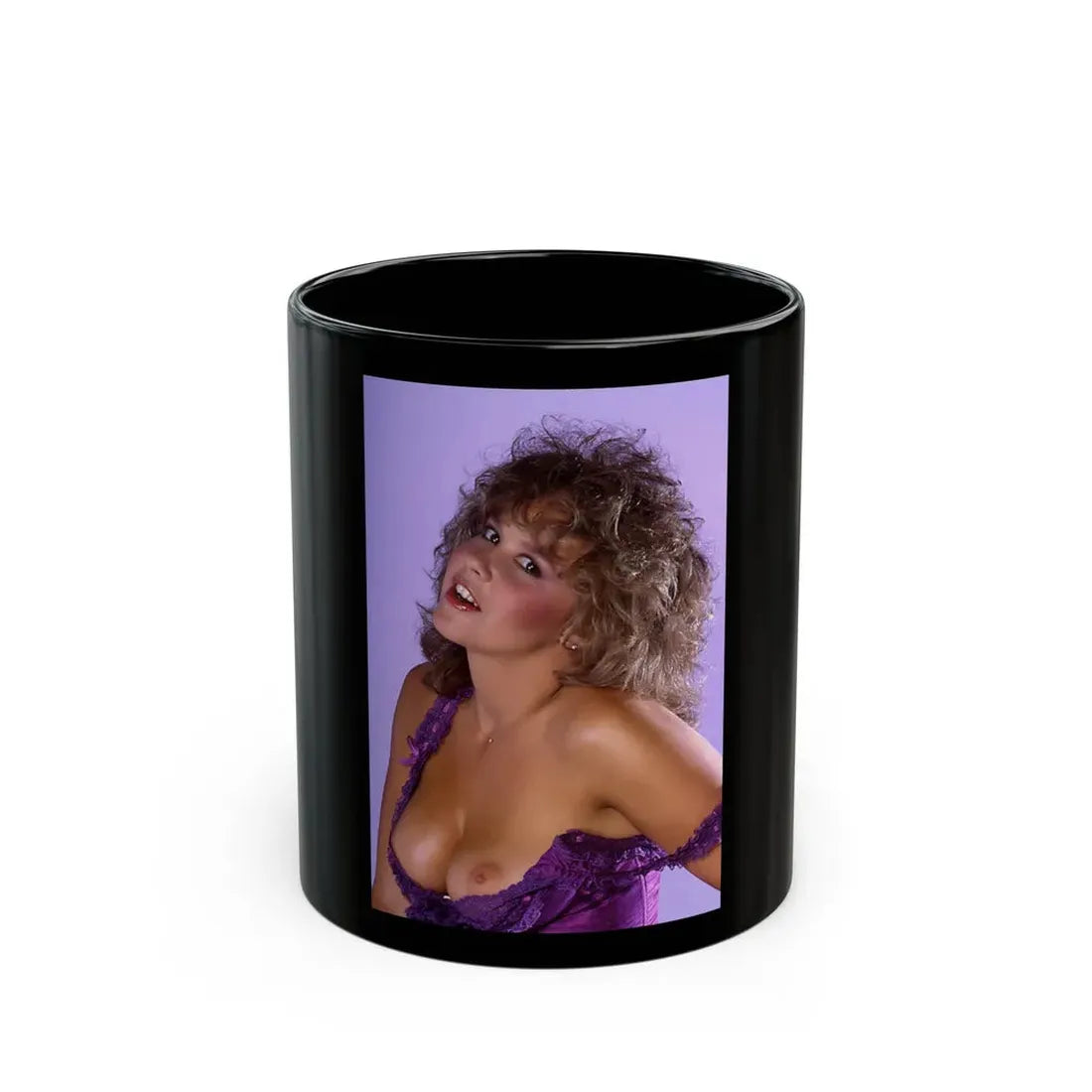 Linda Blair #198 - Partially Topless (Vintage Female Icon) Black Coffee Mug 11oz - Go Mug Yourself