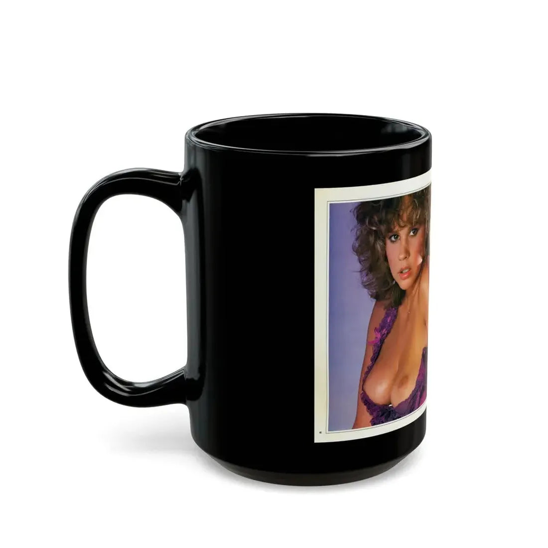 Linda Blair #227 - Partially Topless 1 (Vintage Female Icon) Black Coffee Mug - Go Mug Yourself