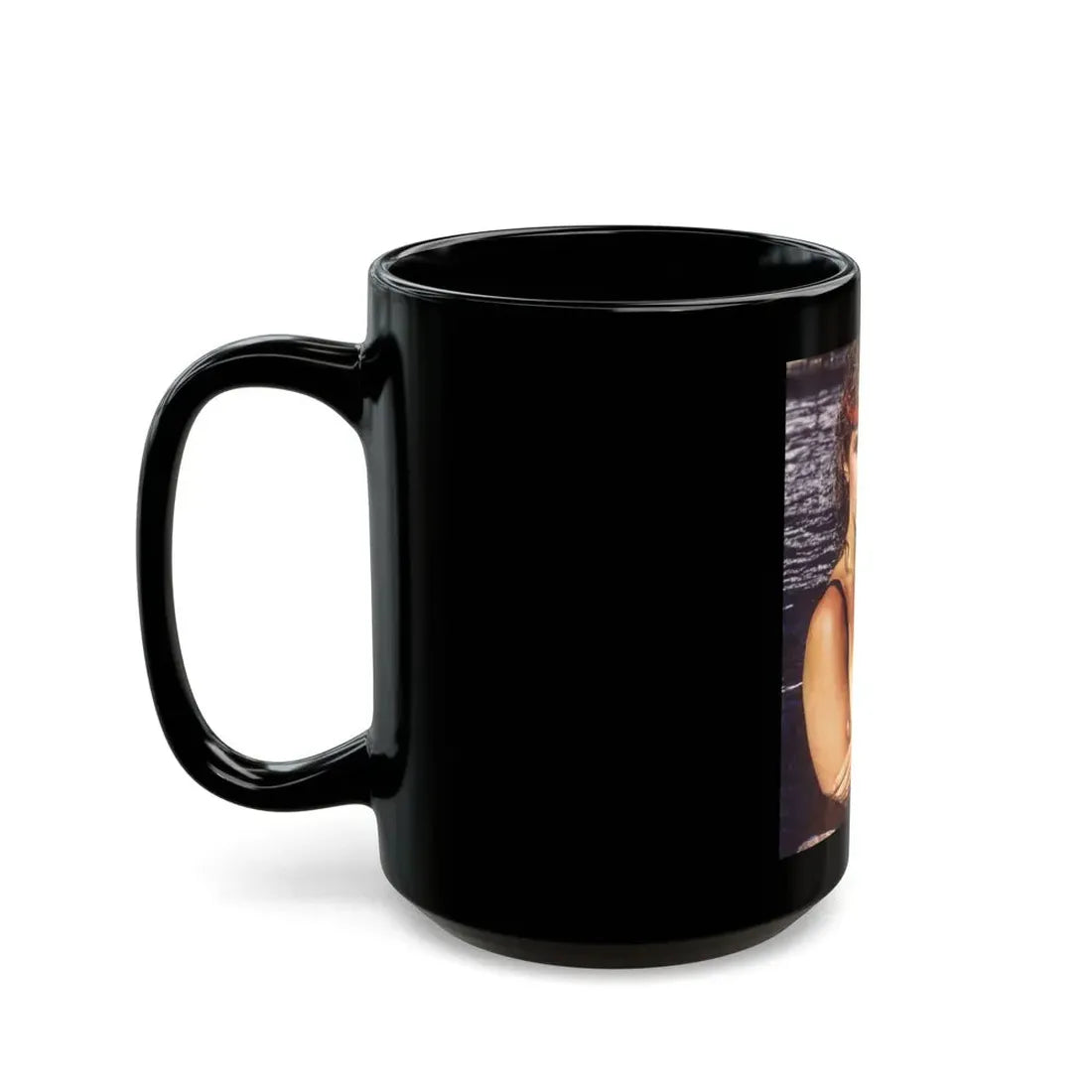 Linda Blair #242 - Topless (Vintage Female Icon) Black Coffee Mug - Go Mug Yourself