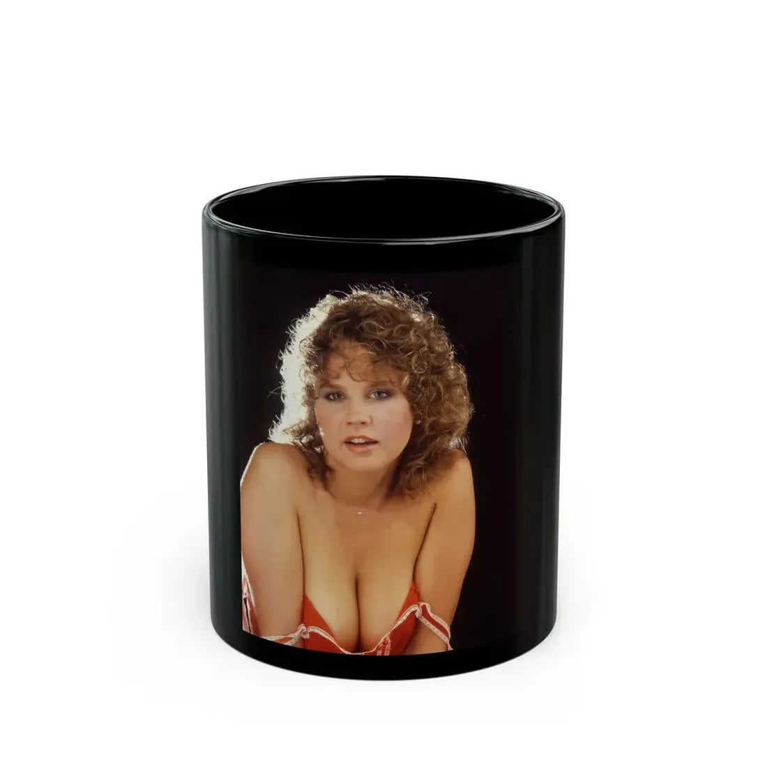 Linda Blair #266 - Partially Topless (Vintage Female Icon) Black Coffee Mug 11oz - Go Mug Yourself
