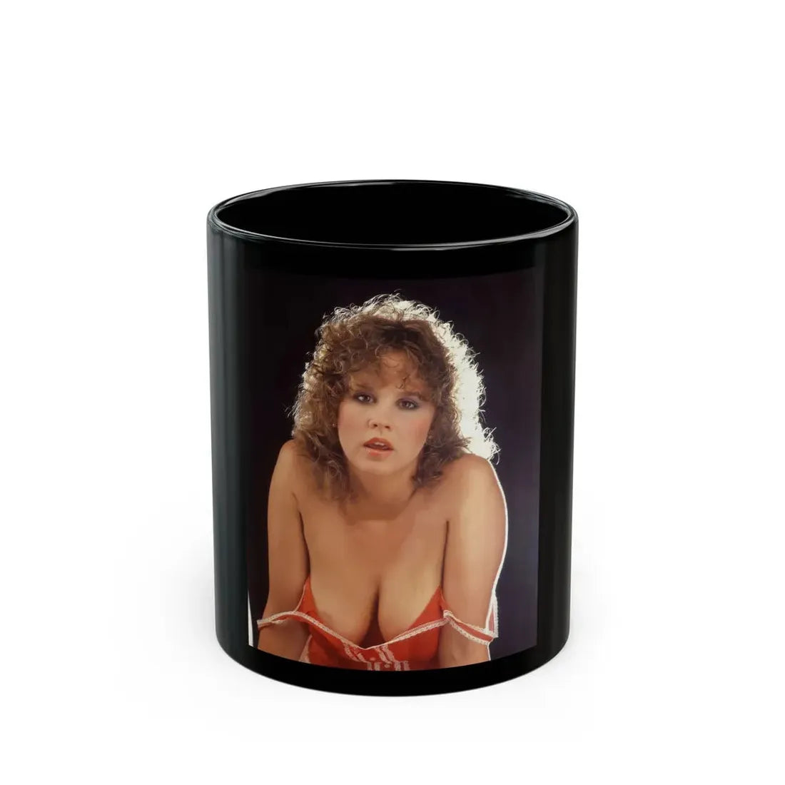 Linda Blair #267 - Partially Topless (Vintage Female Icon) Black Coffee Mug 11oz - Go Mug Yourself