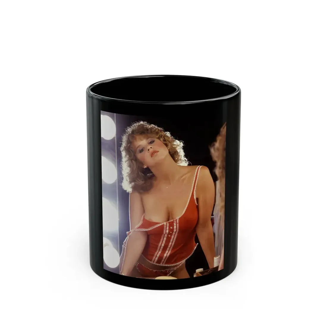 Linda Blair #268 - Partially Topless (Vintage Female Icon) Black Coffee Mug 11oz - Go Mug Yourself