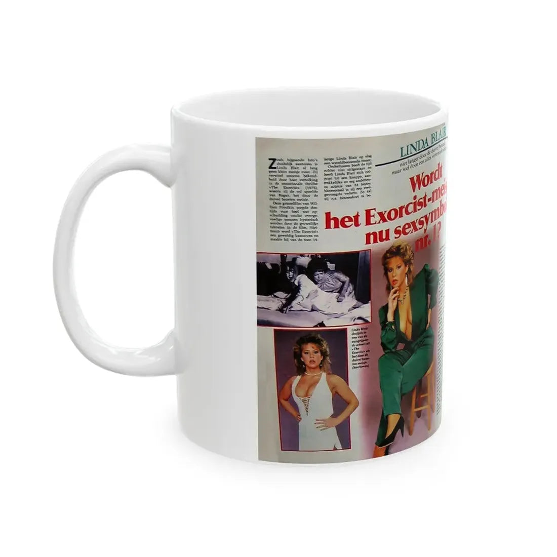 Linda Blair #272 - Kwik Mag. Spread (Vintage Female Icon) White Coffee Mug - Go Mug Yourself