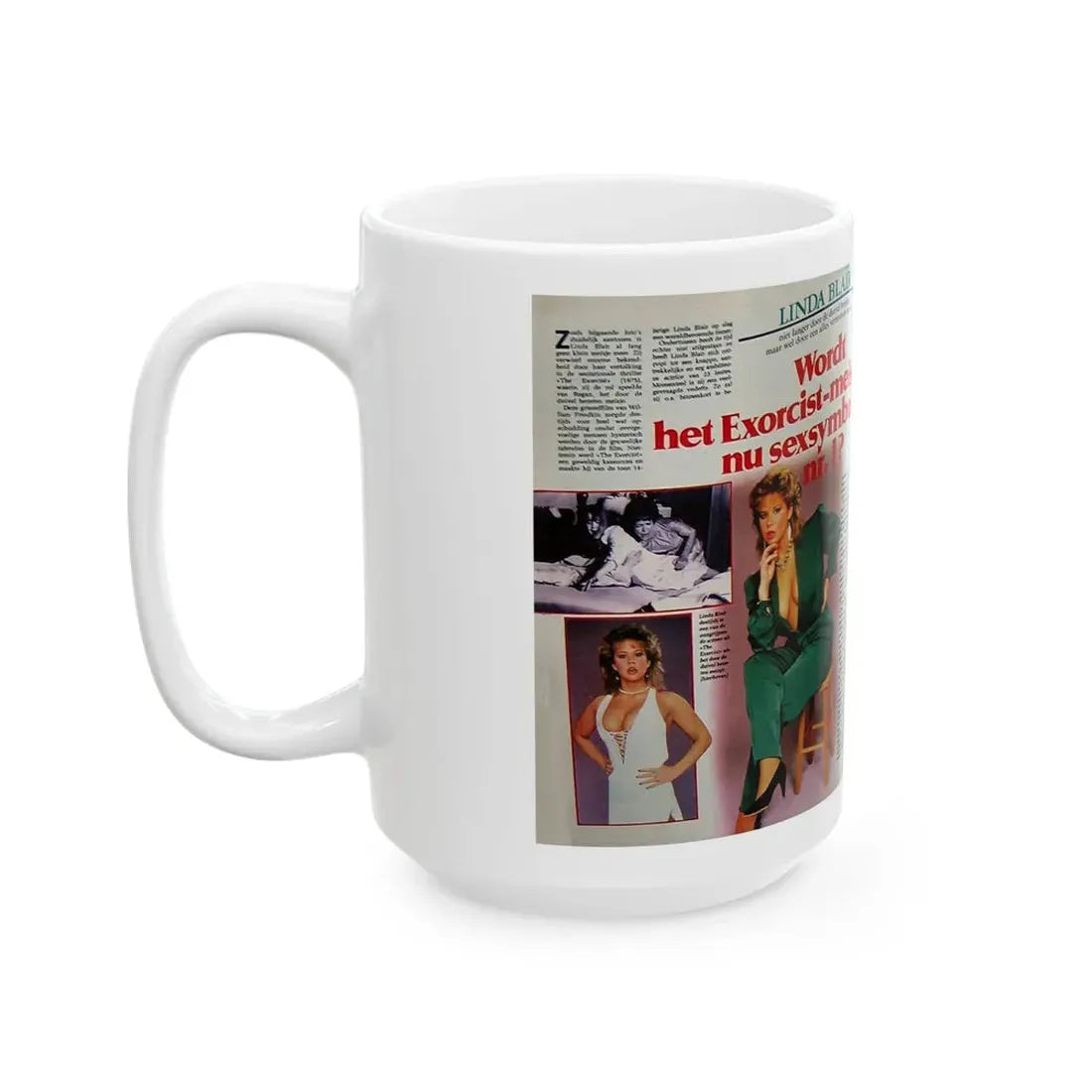 Linda Blair #272 - Kwik Mag. Spread (Vintage Female Icon) White Coffee Mug - Go Mug Yourself