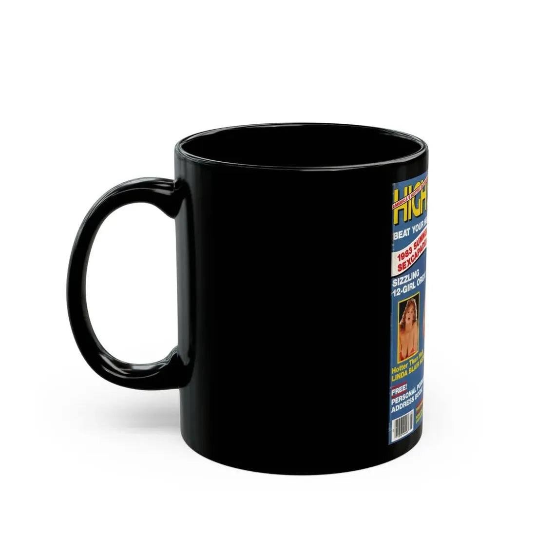 Linda Blair #295 - High Society Mag. August '83 (Vintage Female Icon) Black Coffee Mug - Go Mug Yourself