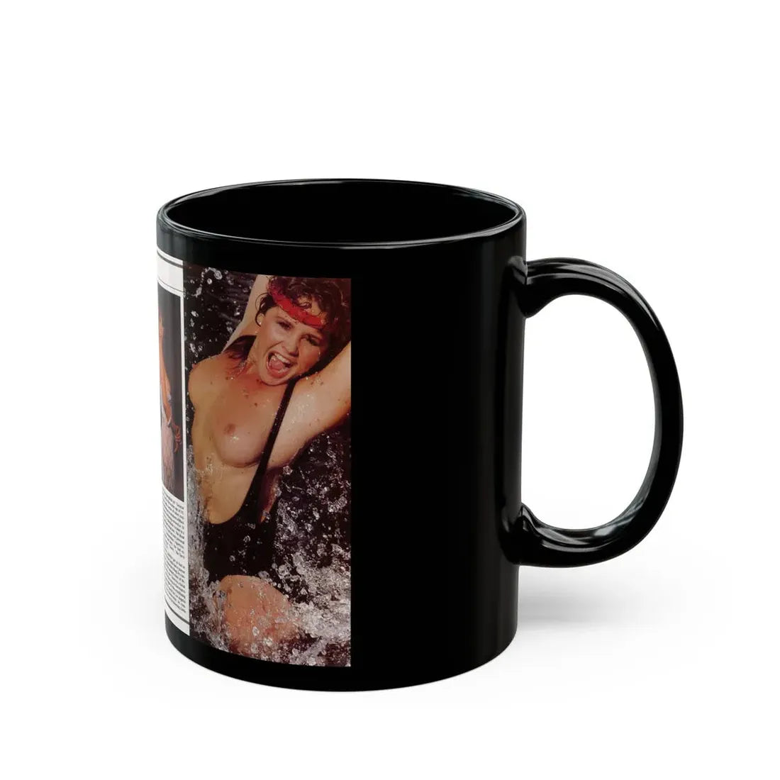 Linda Blair #296 - High Society Mag. August '83 - 2 Pages 4 Photos with, captions & article (Vintage Female Icon) Black Coffee Mug - Go Mug Yourself
