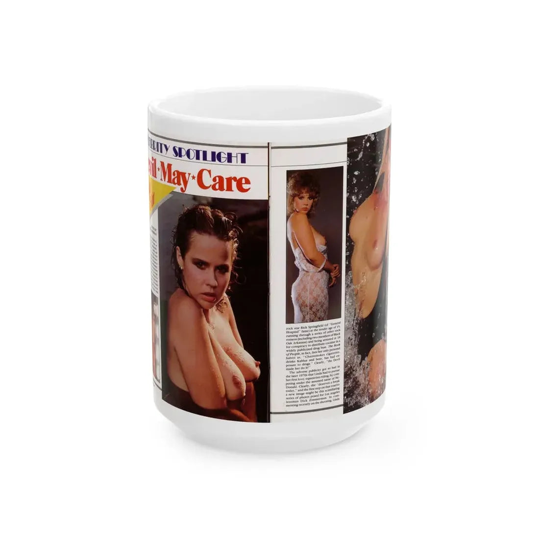 Linda Blair #296 - High Society Mag. August '83 - 2 Pages 4 Photos with, captions & article (Vintage Female Icon) White Coffee Mug 15oz - Go Mug Yourself