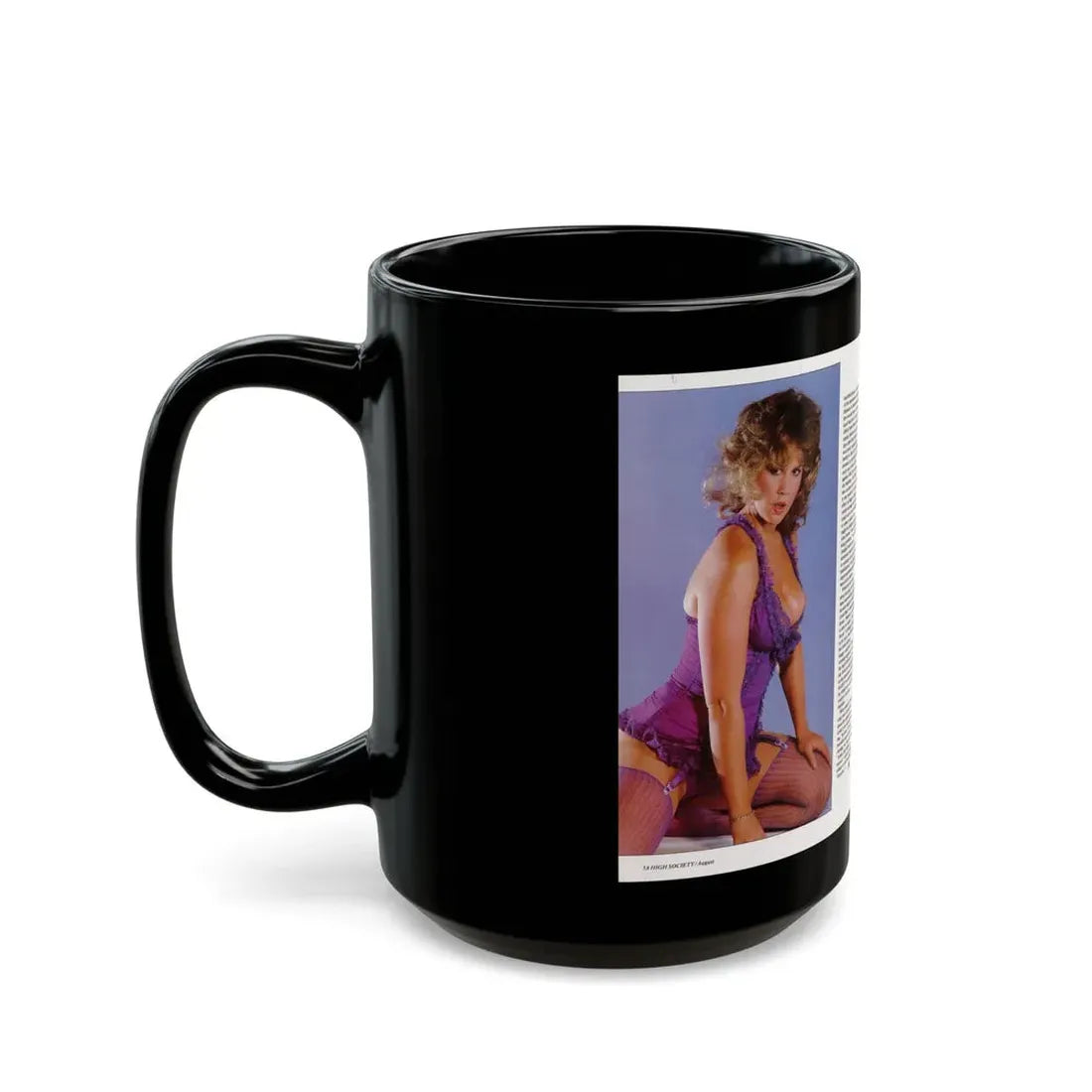 Linda Blair #298 - High Society Mag. August '83 - 2 Pages 4 Photos with, article (Vintage Female Icon) Black Coffee Mug - Go Mug Yourself
