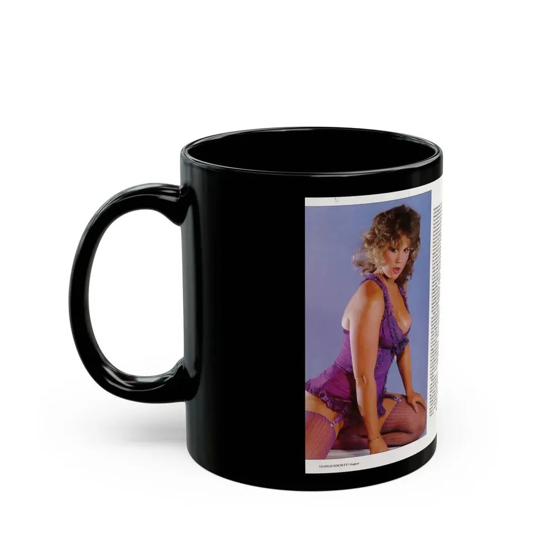 Linda Blair #298 - High Society Mag. August '83 - 2 Pages 4 Photos with, article (Vintage Female Icon) Black Coffee Mug - Go Mug Yourself