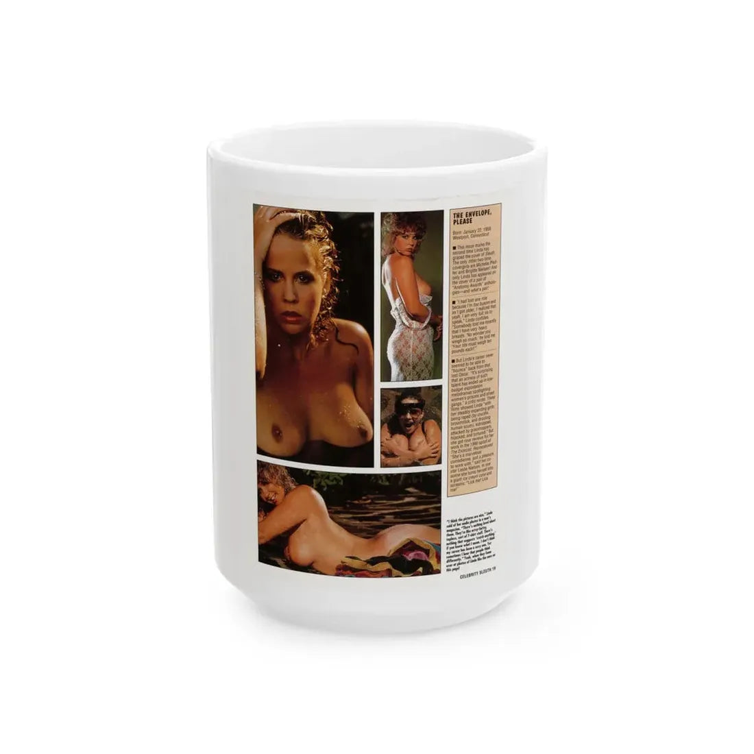 Linda Blair #300 - Celebrity Sleuth Mag. - 1 Page 4 Photos with, article (Vintage Female Icon) White Coffee Mug 15oz - Go Mug Yourself