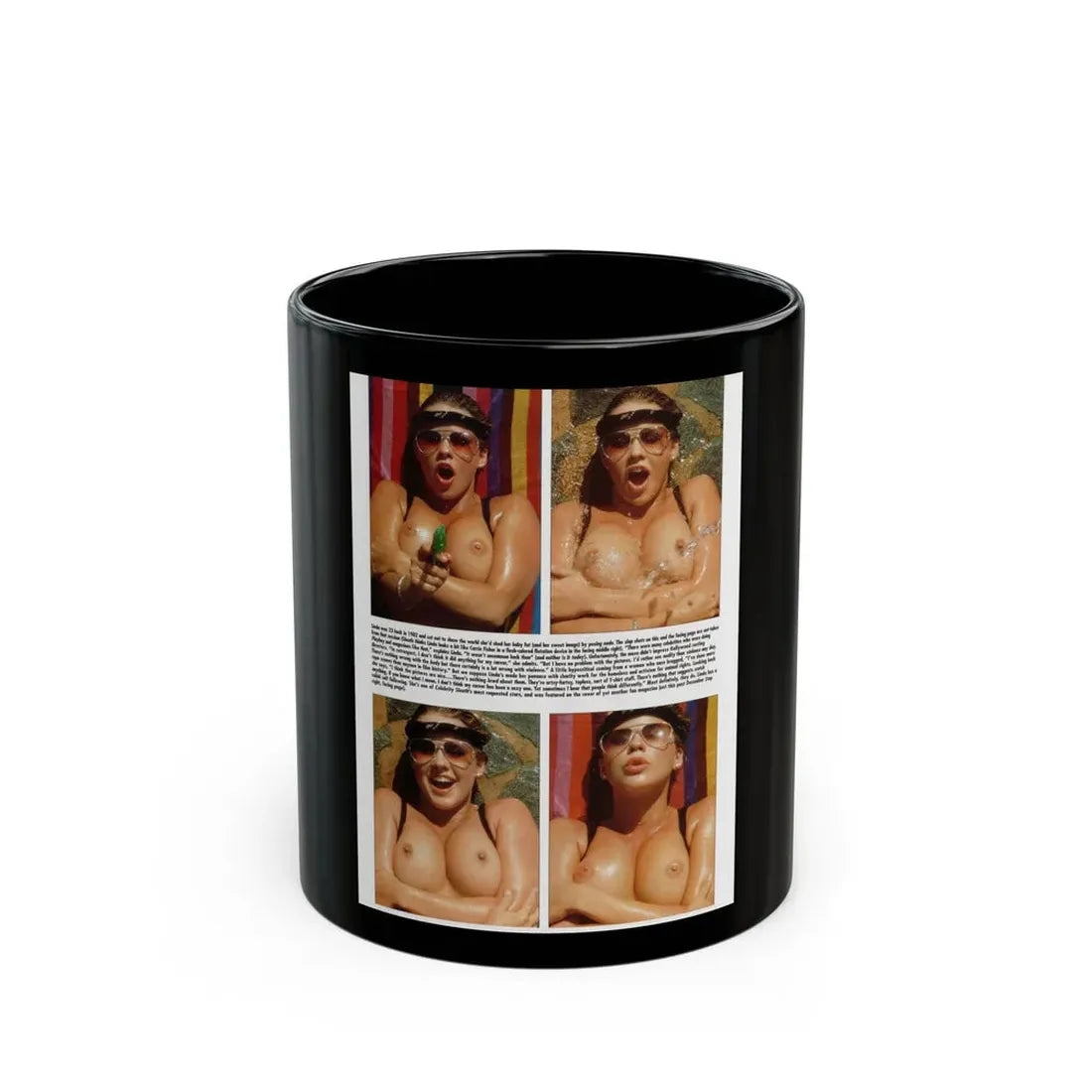 Linda Blair #303 - Celebrity Sleuth Mag. - 1 Page 4 Photos with, bold short article (Vintage Female Icon) Black Coffee Mug 11oz - Go Mug Yourself