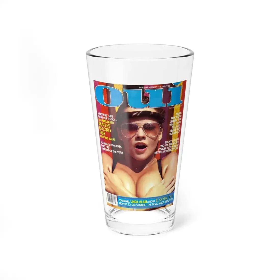 Linda Blair #312 - Linda on cover of OUI Mag. October '82, (Vintage Female Icon) Pint Glass 16oz 16oz - Go Mug Yourself
