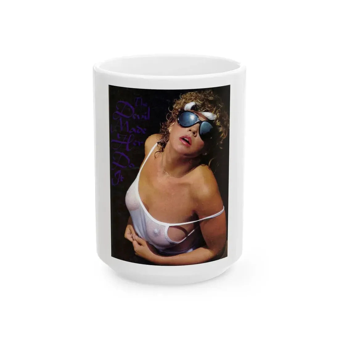 Linda Blair #313 - 1 Page, 1 Photo see through wet top from OUI Mag. October '82 (Vintage Female Icon) White Coffee Mug 15oz - Go Mug Yourself