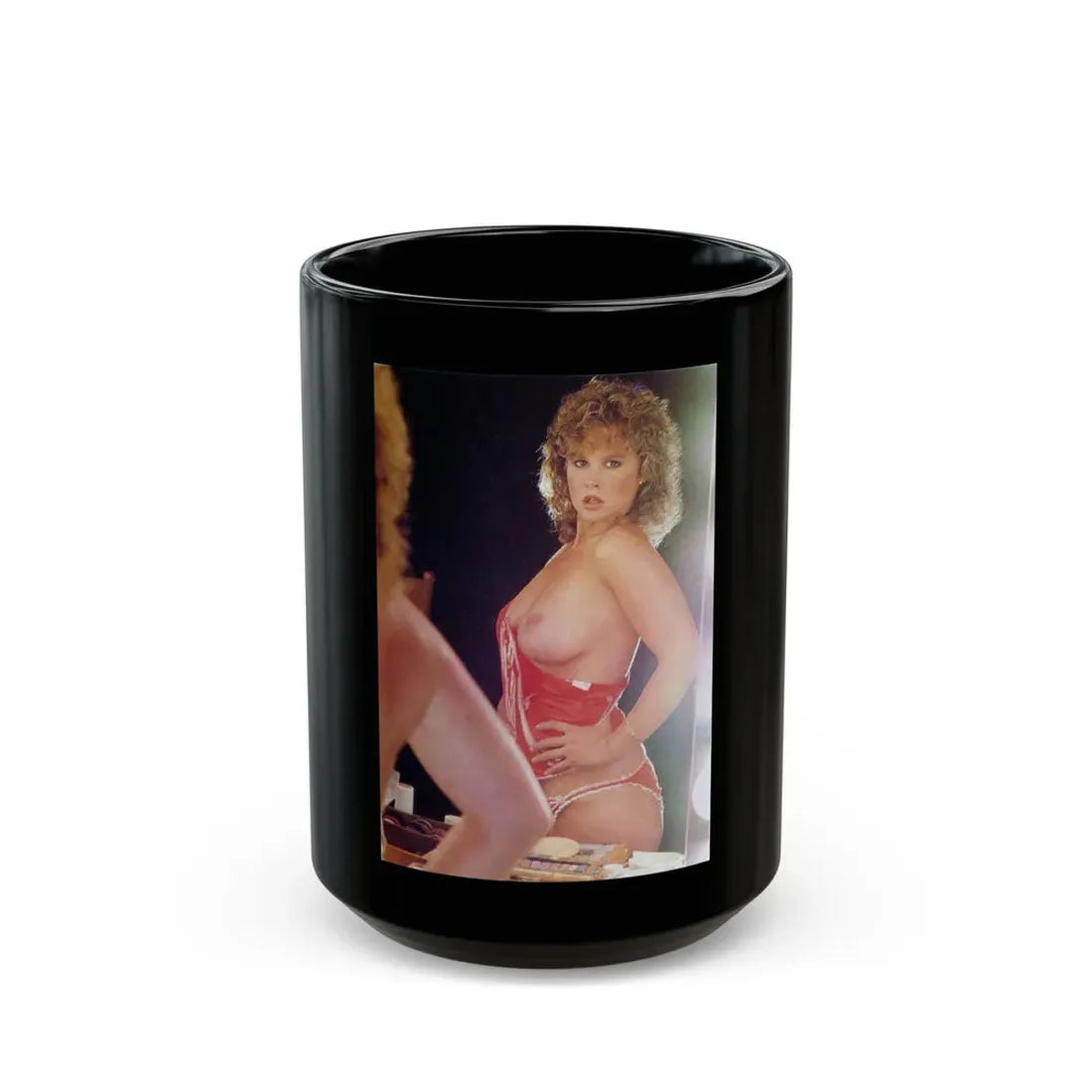Linda Blair #316 - 1 Page, 1 Photo with lingerie partially exposed with boobs from OUI Mag. October '82 (Vintage Female Icon) Black Coffee Mug 15oz - Go Mug Yourself