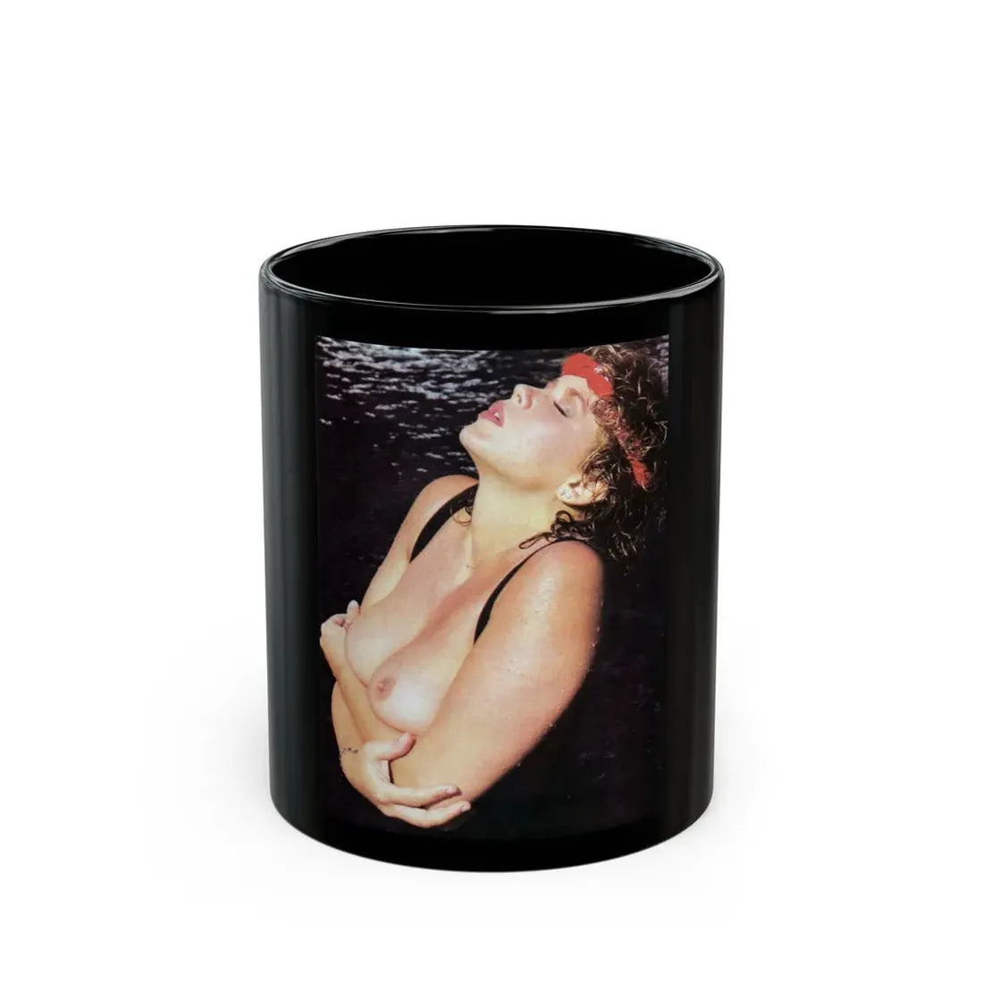 Linda Blair #321 - 1 Page, 1 Photo topless from OUI Mag. October '82 (Vintage Female Icon) Black Coffee Mug 11oz - Go Mug Yourself