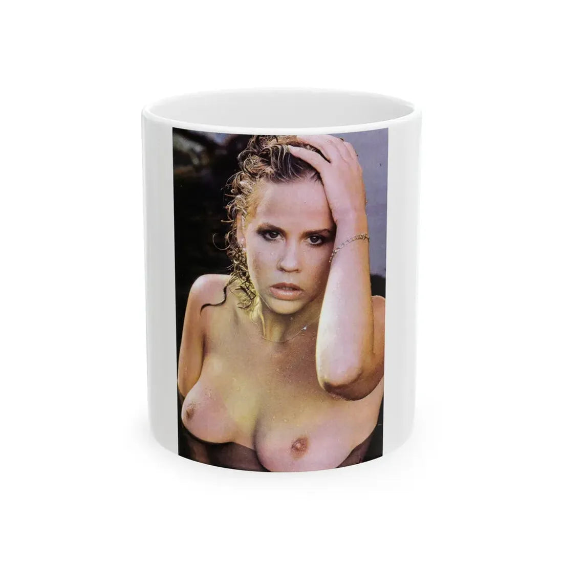 Linda Blair #323 - 1 Page, 1 Photo topless from OUI Mag. October '82 (Vintage Female Icon) White Coffee Mug 11oz - Go Mug Yourself