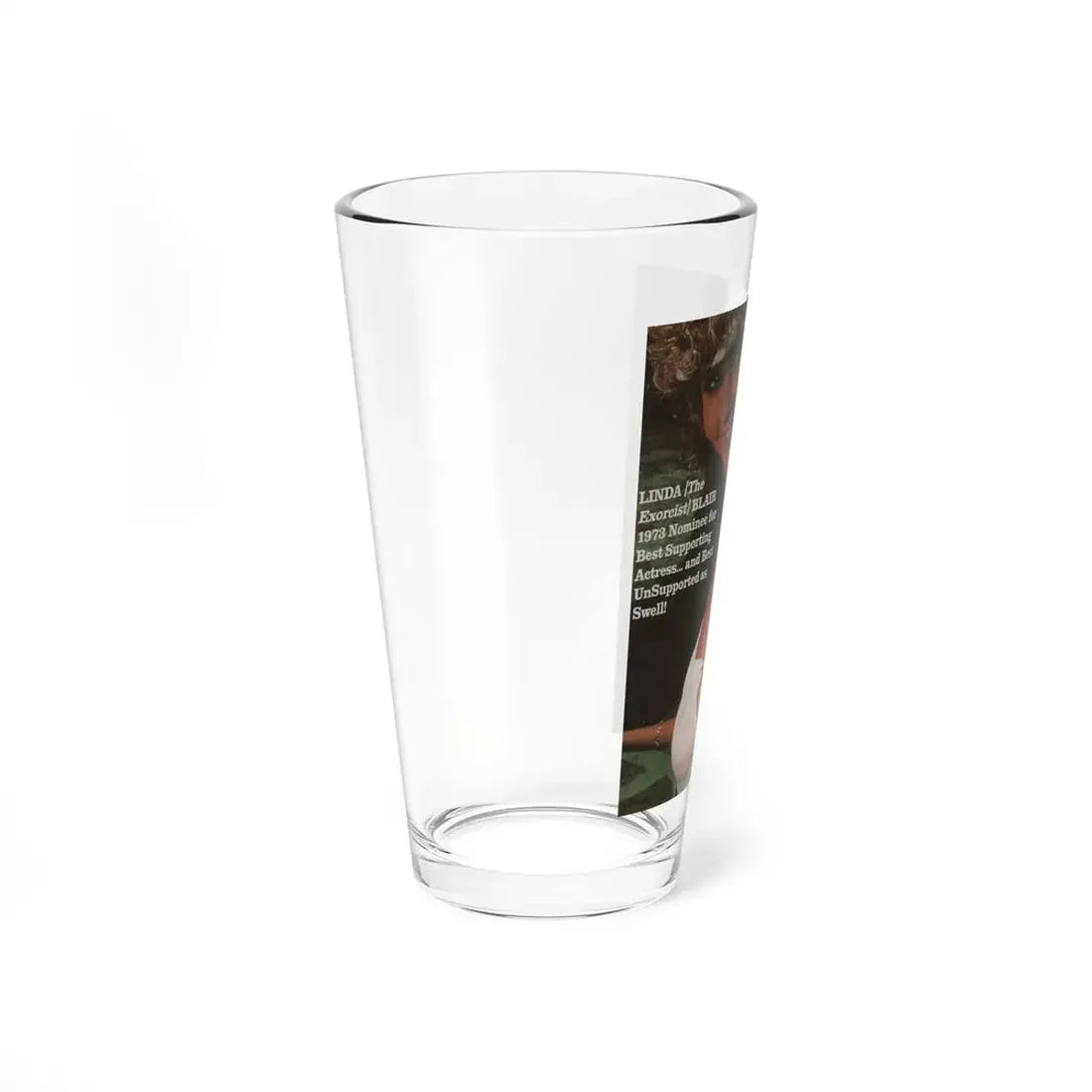 Linda Blair #340 - Circa 80's Magazine Clipping See through white wet top & one shoulder strap off (Vintage Female Icon) Pint Glass 16oz - Go Mug Yourself