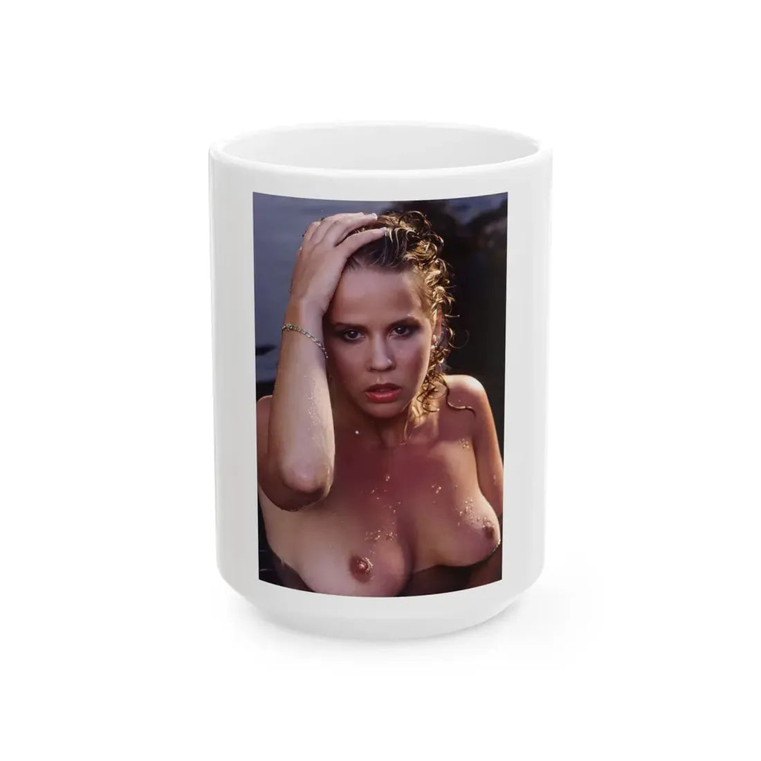 Linda Blair #371 - Underwater & Topless (Vintage Female Icon) White Coffee Mug 15oz - Go Mug Yourself