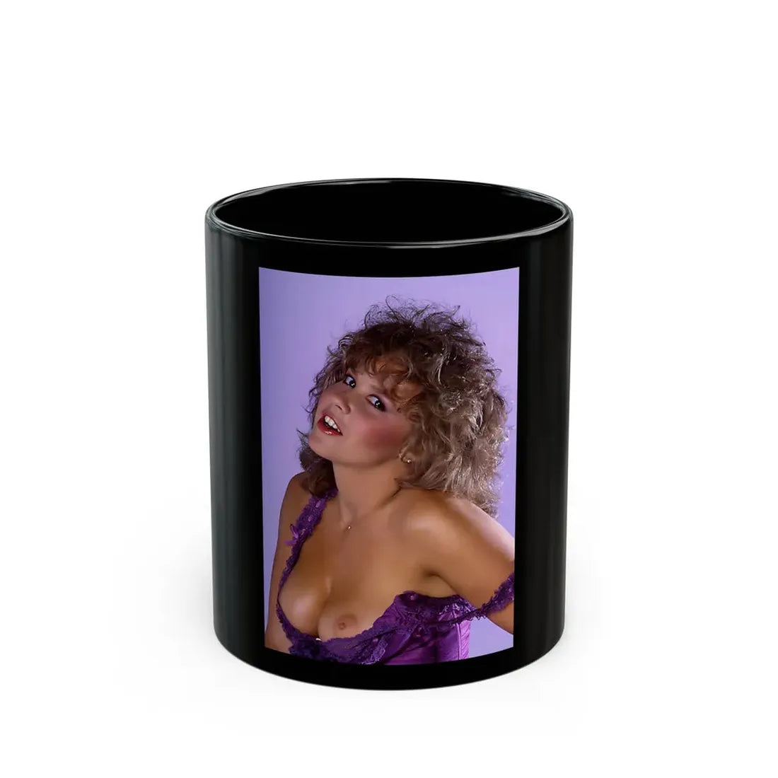 Linda Blair #90 - Partially Topless (Vintage Female Icon) Black Coffee Mug 11oz - Go Mug Yourself