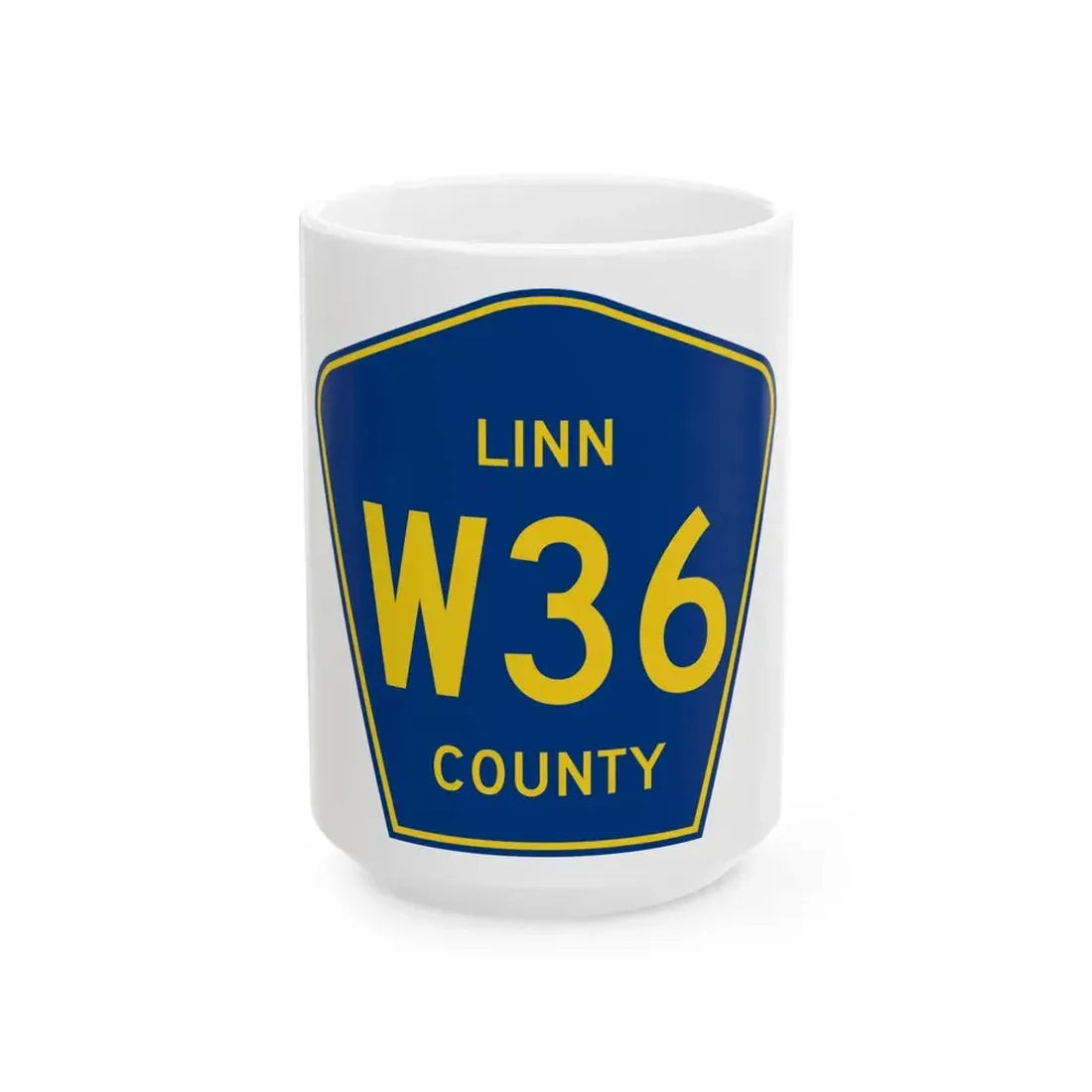 Linn County Route W36 IA (Iowa) (Road Sign) White Coffee Mug 15oz - Go Mug Yourself