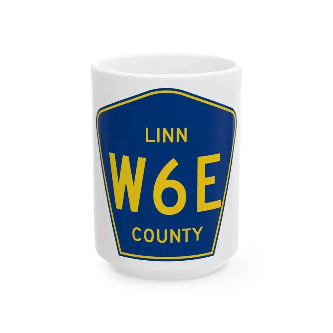 Linn County Route W6E IA (Iowa) (Road Sign) White Coffee Mug 15oz - Go Mug Yourself