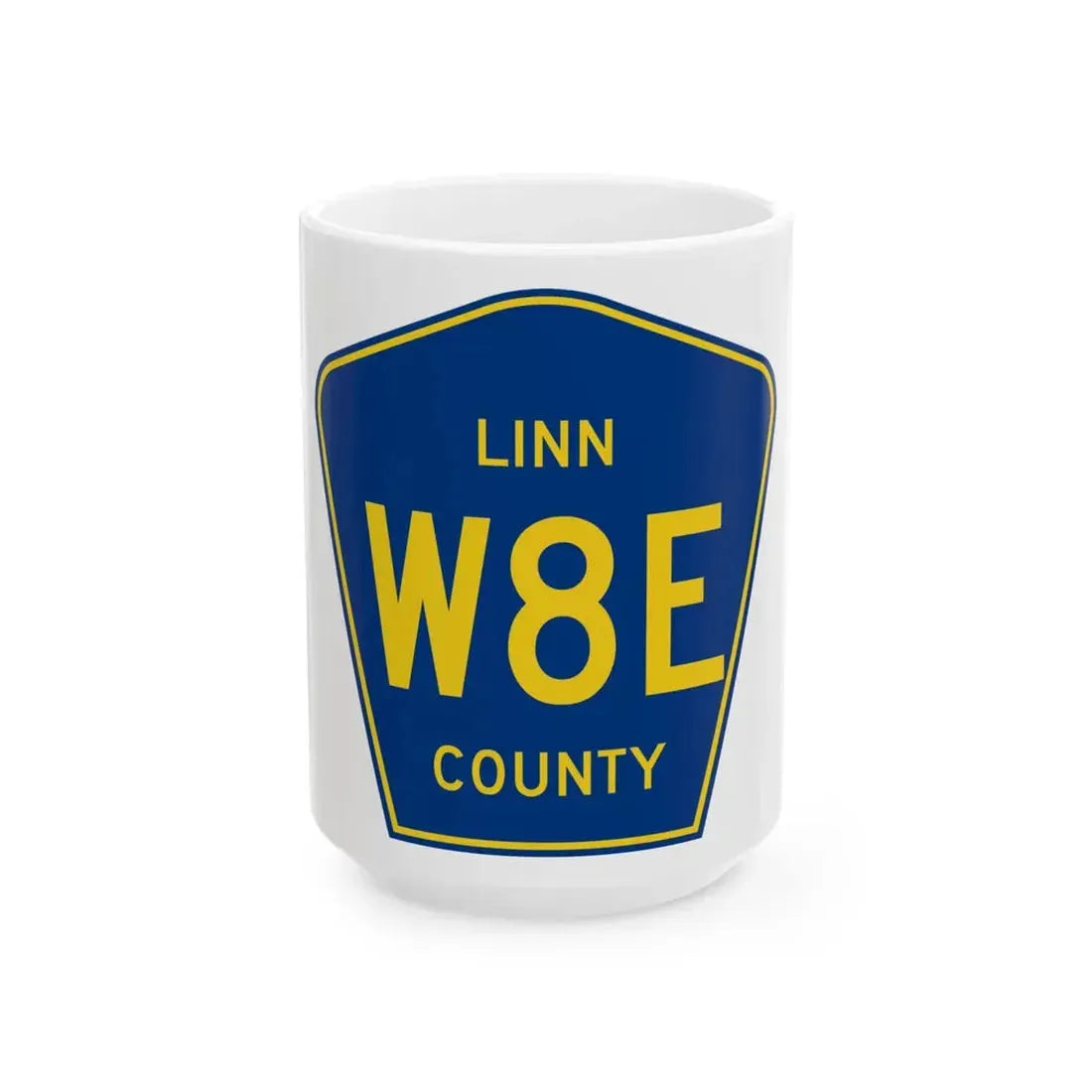 Linn County Route W8E IA (Iowa) (Road Sign) White Coffee Mug 15oz - Go Mug Yourself