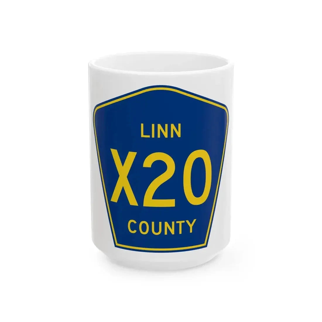 Linn County Route X20 IA (Iowa) (Road Sign) White Coffee Mug 15oz - Go Mug Yourself