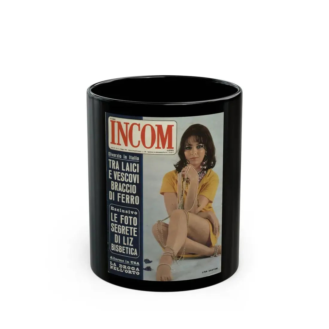 Lisa Gastoni #54 - Mag. Cover (Vintage Female Icon) Black Coffee Mug 11oz - Go Mug Yourself