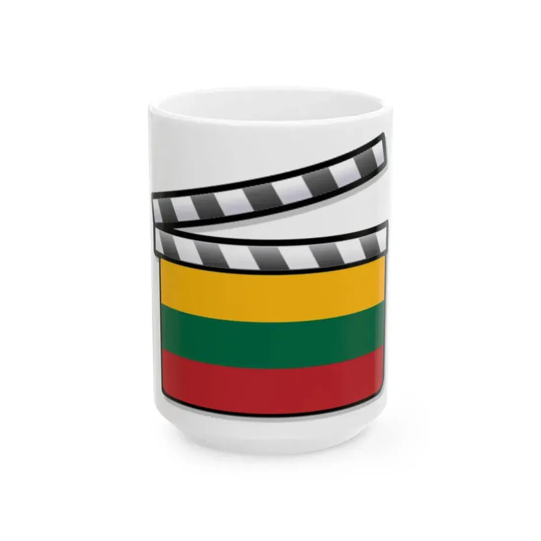 Lithuania film clapperboard (Lithuania) White Coffee Mug 15oz - Go Mug Yourself