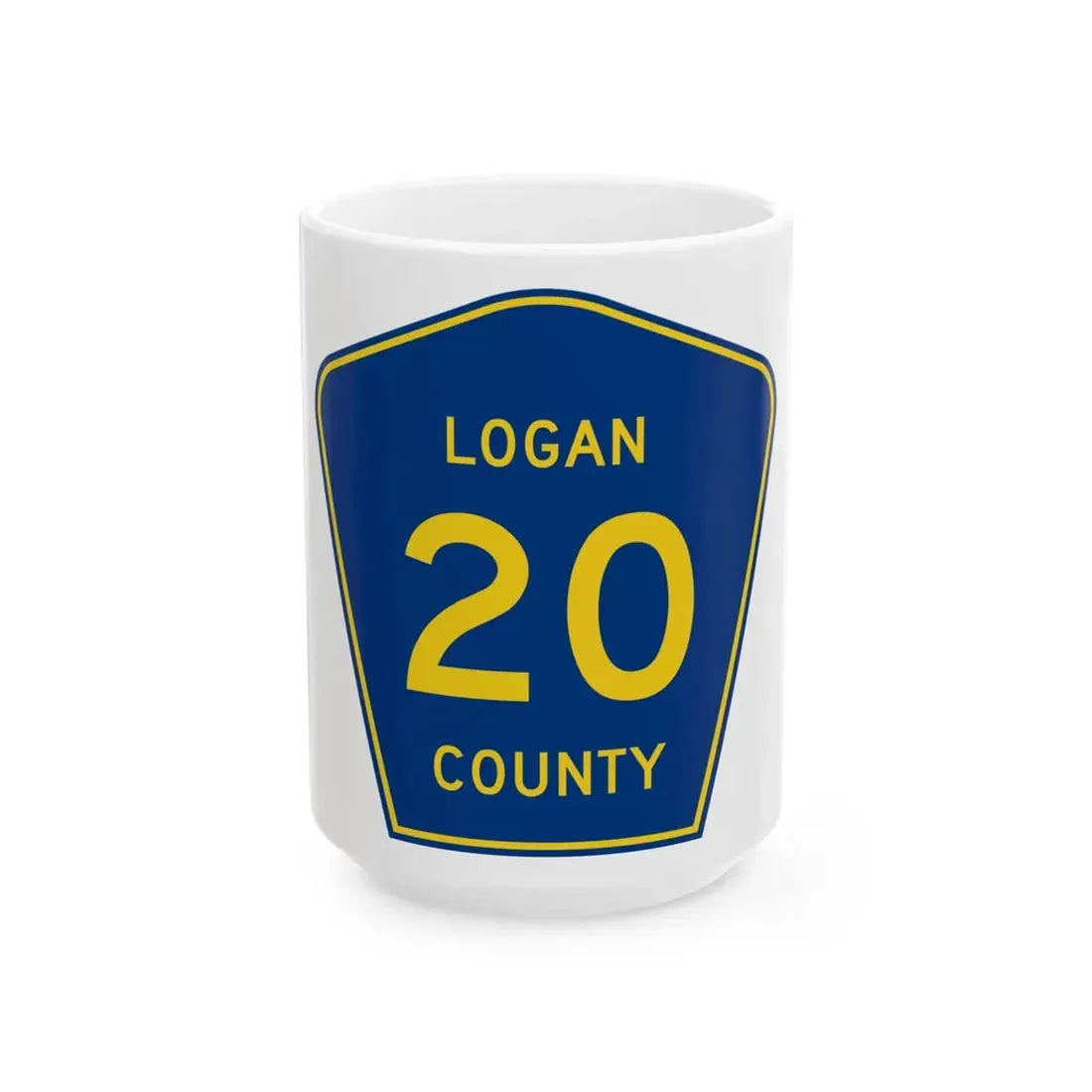 Logan County 20 (Illinois) (Road Sign) White Coffee Mug 15oz - Go Mug Yourself