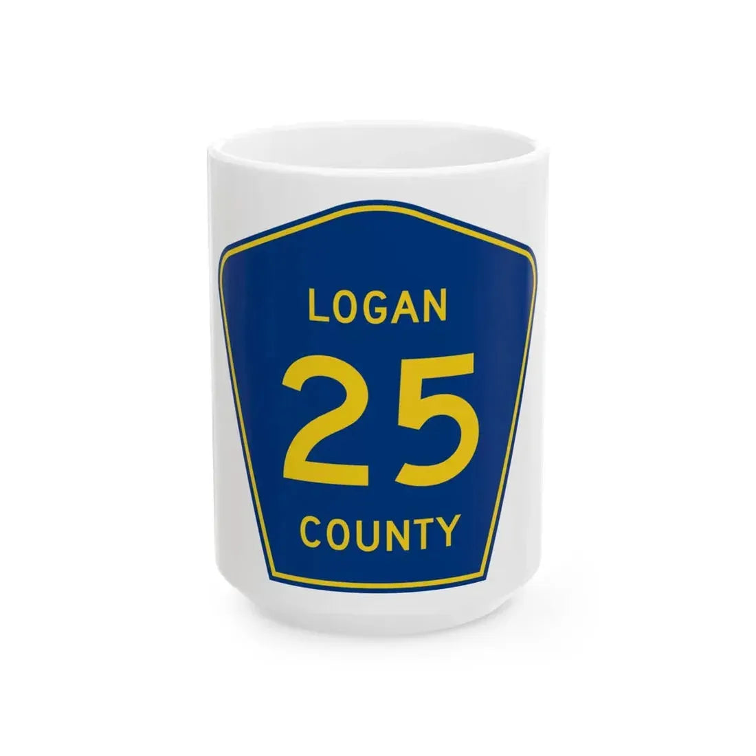 Logan County 25 (Illinois) (Road Sign) White Coffee Mug 15oz - Go Mug Yourself